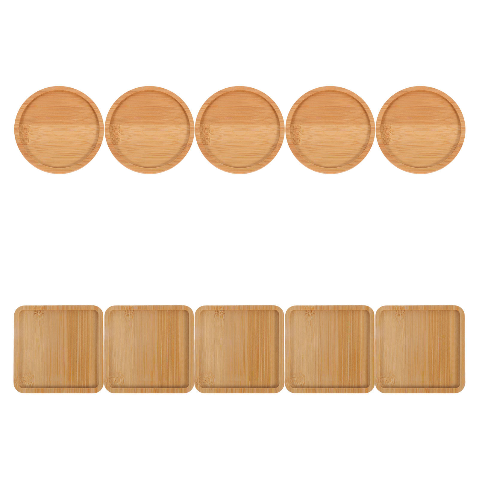 Drip Tray Saucer - 10 Buah Alas Gelas Bambu, Penyangga